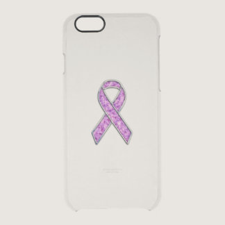 Chrome Style Crystal Pink Ribbon Awareness Knit Clear iPhone 6/6S Case