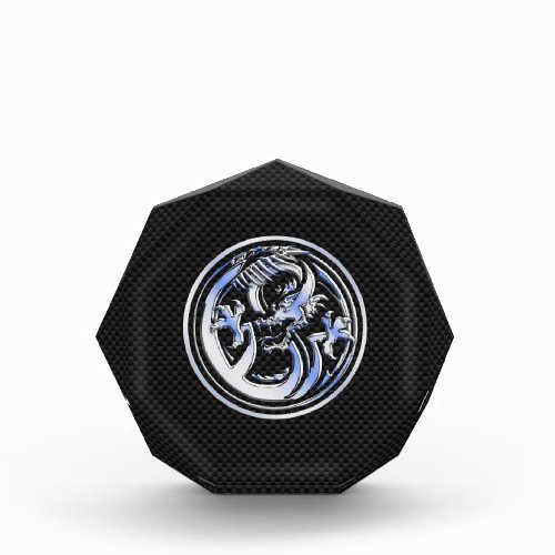Chrome style Dragon badge on Carbon Fiber Print Acrylic Award