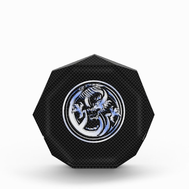 Chrome style Dragon badge on Carbon Fiber Print Acrylic Award (Front)