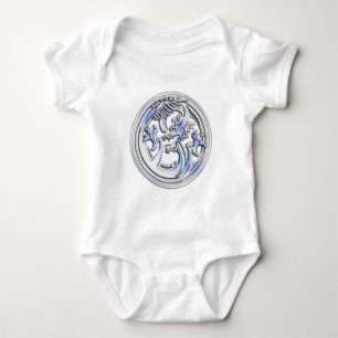 Chrome style Dragon badge on Carbon Fiber Print Baby Bodysuit