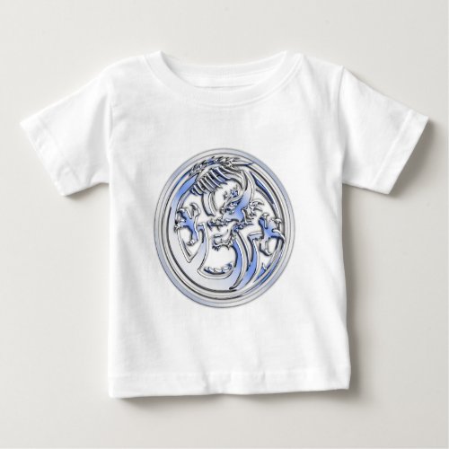 Chrome style Dragon badge on Carbon Fiber Print Baby T_Shirt