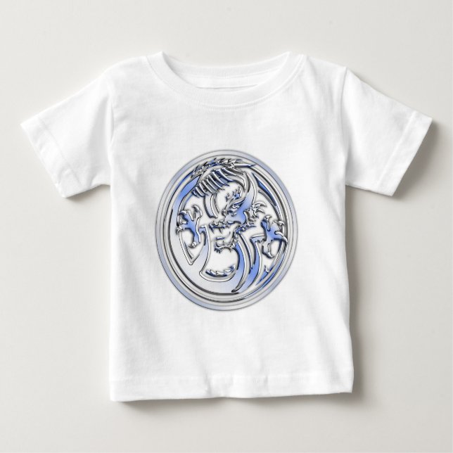 Chrome style Dragon badge on Carbon Fiber Print Baby T-Shirt (Front)