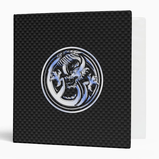 Chrome style Dragon badge on Carbon Fiber Print Binder (Front/Inside)