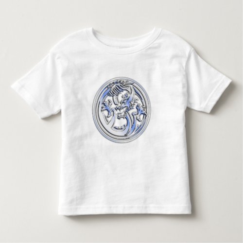 Chrome style Dragon badge on Carbon Fiber Print Toddler T_shirt