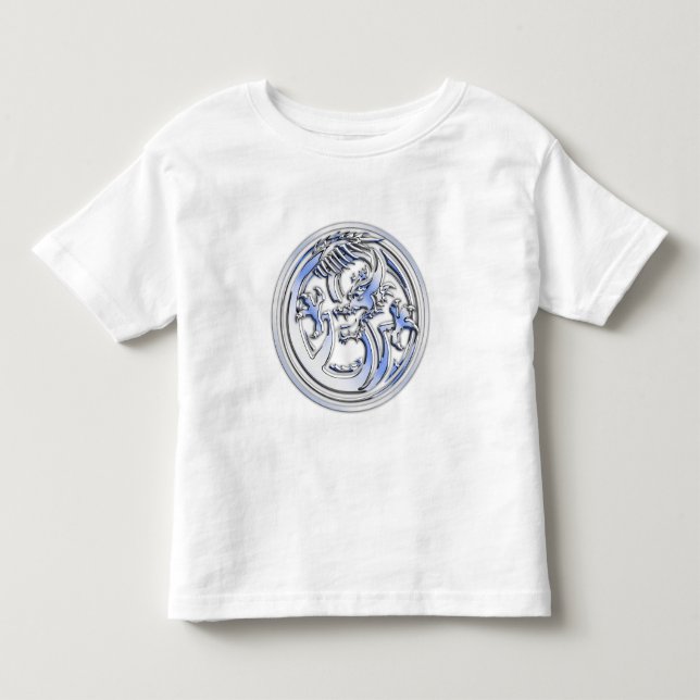 Chrome style Dragon badge on Carbon Fiber Print Toddler T-shirt (Front)