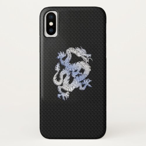 Chrome Style Dragon Black Snake Skin Print iPhone XS Case