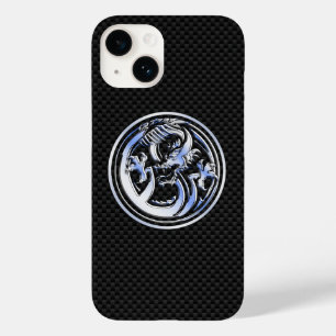 Chrome style Dragon Crest Carbon Fiber Print Case-Mate iPhone 14 Case