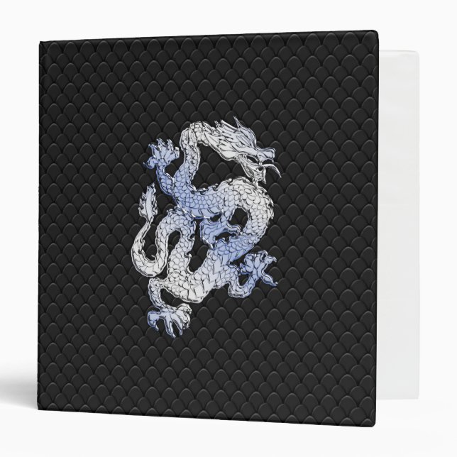 Chrome Style Dragon in Black Snake Skin Print Binder (Front/Inside)