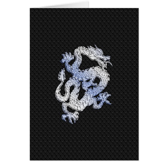 Chrome Style Dragon in Black Snake Skin Print Cards (Front)