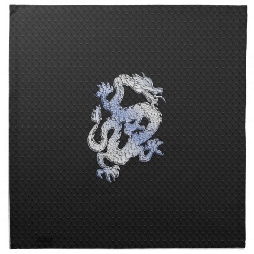 Chrome Style Dragon in Black Snake Skin Print Cloth Napkin