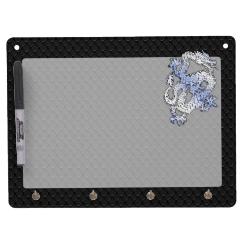 Chrome Style Dragon in Black Snake Skin Print Dry Erase Board With Keychain Holder