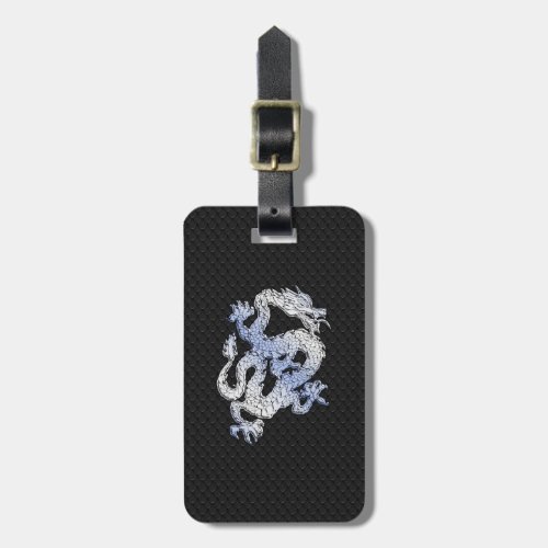 Chrome Style Dragon in Black Snake Skin Print Luggage Tag