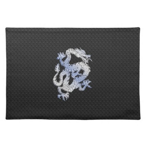 Chrome Style Dragon in Black Snake Skin Print Placemat