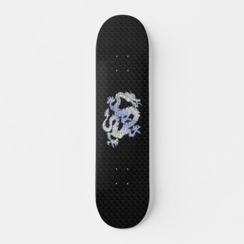 Chrome Style Dragon in Black Snake Skin Print Skateboard Deck