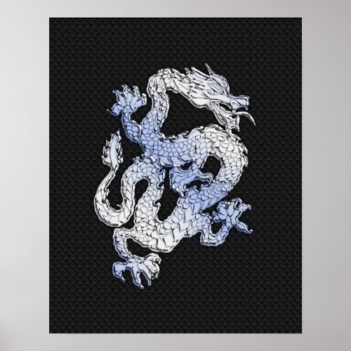 Chrome Style Dragon on Black Snake Skin Print