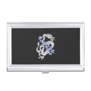 Chrome Style Dragon on Black Snake Skin Print Case For Business Cards