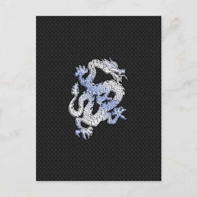 Chrome Style Dragon on Black Snake Skin Print Postcard (Front)