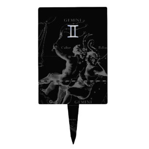 Chrome Style Gemini Zodiac Sign on Hevelius Cake Topper