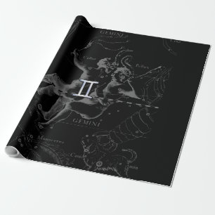 Chrome Style Gemini Zodiac Sign on Hevelius Wrapping Paper