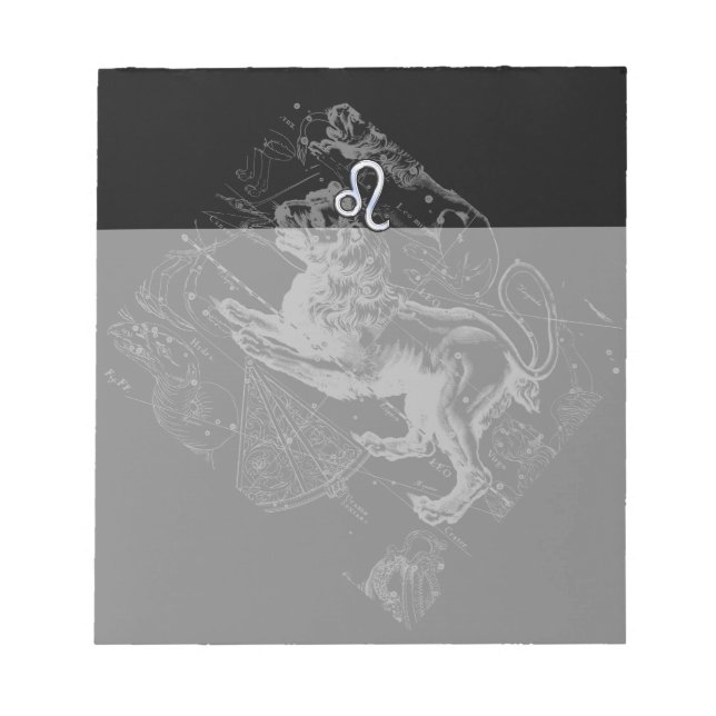 Chrome Style Leo Zodiac Map Hevelius 1690 Notepad (Front)