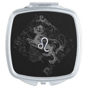 Chrome Style Leo Zodiac Sign on Hevelius Vanity Mirror