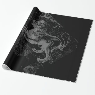 Chrome Style Leo Zodiac Sign on Hevelius Wrapping Paper