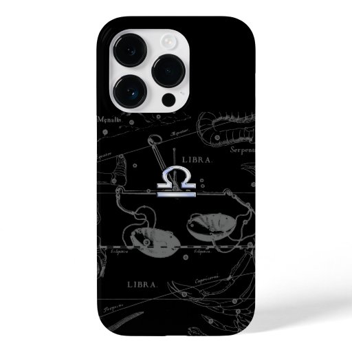 Chrome Style Libra Zodiac Sign on Hevelius Case-Mate iPhone 14 Pro Case