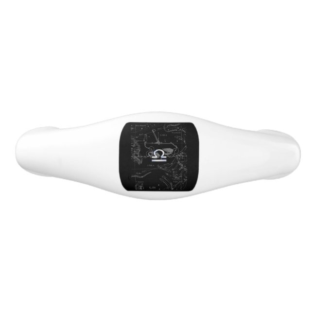 Chrome Style Libra Zodiac Sign on Hevelius Ceramic Drawer Pull (Front)