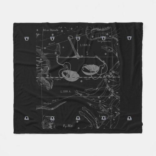 Chrome Style Libra Zodiac Sign on Hevelius Fleece Blanket