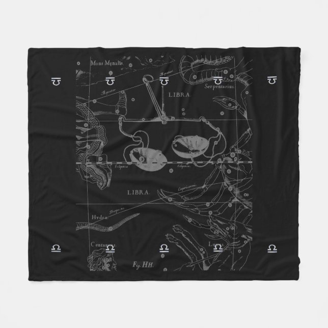 Chrome Style Libra Zodiac Sign on Hevelius Fleece Blanket (Front (Horizontal))