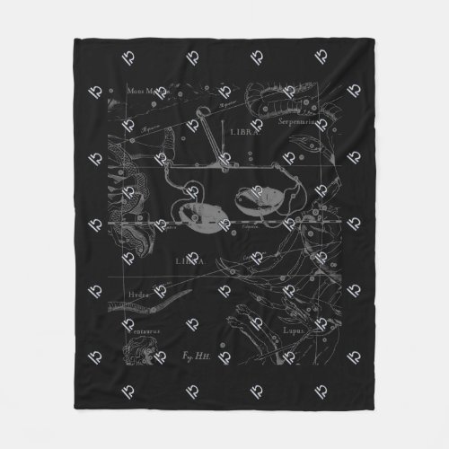 Chrome Style Libra Zodiac Sign on Hevelius Fleece Blanket