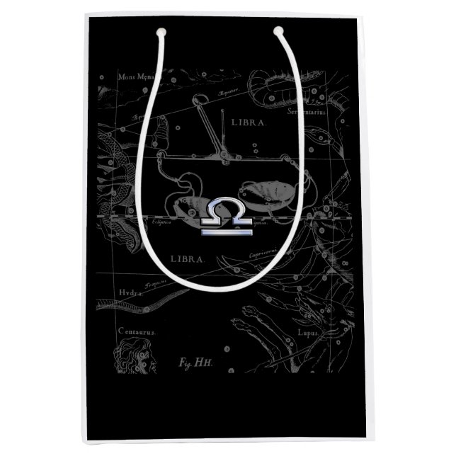 Chrome Style Libra Zodiac Sign on Hevelius Medium Gift Bag (Front)