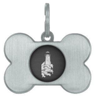 Chrome Style Lighthouse on Carbon Fiber Decor Pet ID Tag
