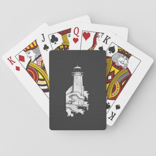 Chrome Style Lighthouse on Carbon Fiber Decor Poker Cards