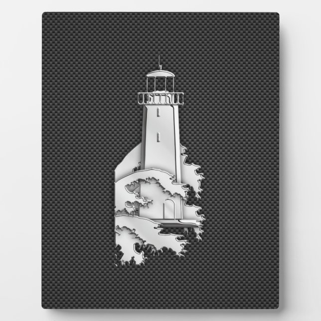 Chrome Style Lighthouse on Carbon Fiber Plaque (Front)