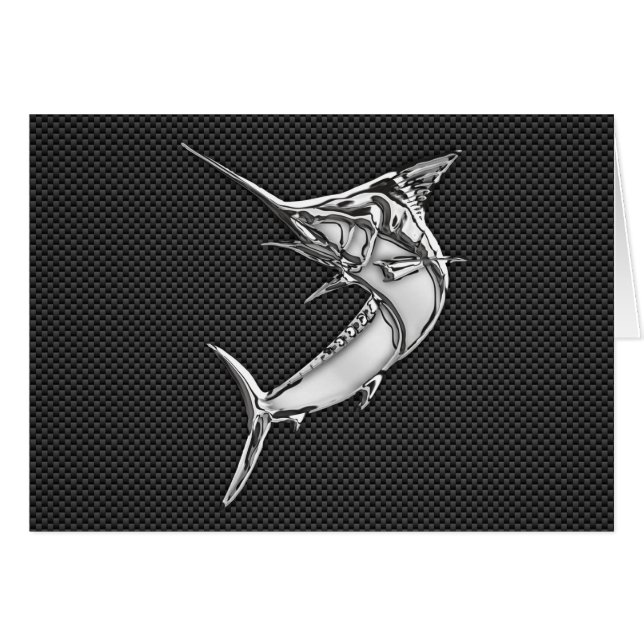 Chrome Style Marlin on Carbon Fiber Cards (Front Horizontal)