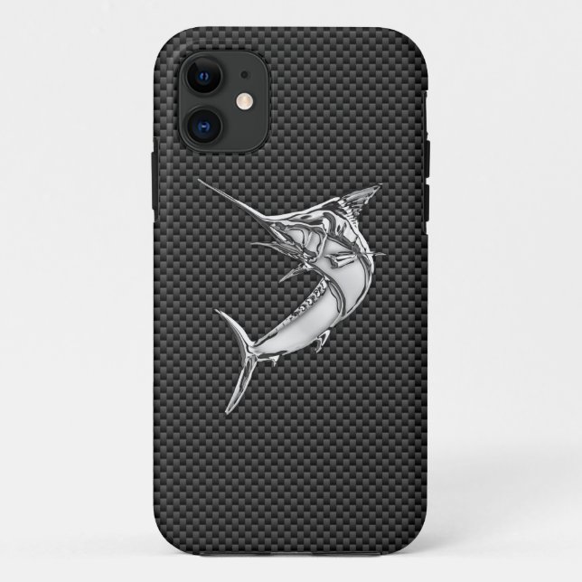 Chrome Style Marlin on Carbon Fiber Decor Case-Mate iPhone Case (Back)