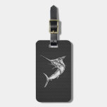 Chrome Style Marlin On Carbon Fiber Luggage Tag at Zazzle