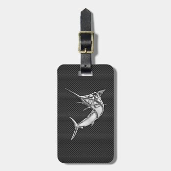 Chrome Style Marlin On Carbon Fiber Luggage Tag by CaptainShoppe at Zazzle