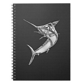 Chrome Style Marlin On Carbon Fiber Notebook by CaptainShoppe at Zazzle