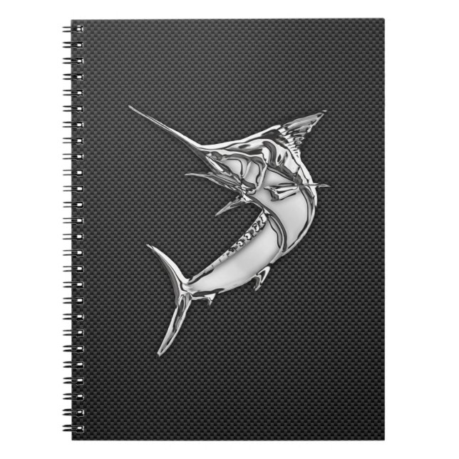 Chrome Style Marlin on Carbon Fiber Notebook (Front)