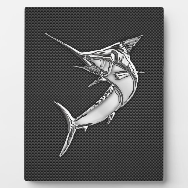 Chrome Style Marlin on Carbon Fiber Plaque (Front)