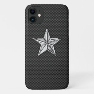 Chrome Style Nautical Star on Carbon Fiber iPhone 11 Case