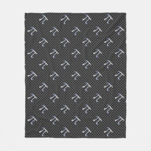 Chrome Style Pi Symbol on Carbon Fiber Print Fleece Blanket