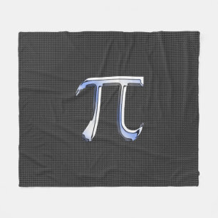 Chrome Style Pi Symbol on Carbon Fiber Print Fleece Blanket