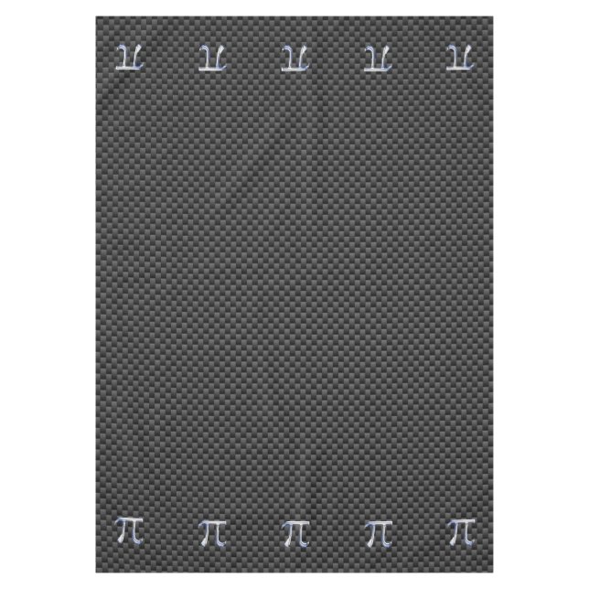 Chrome Style Pi Symbol on Carbon Fiber Print Tablecloth (Front)