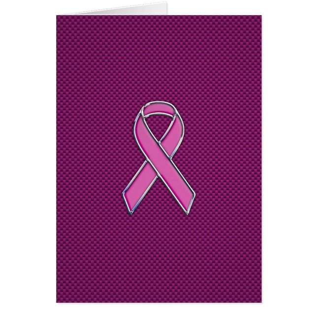 Chrome Style Pink Ribbon Awareness Carbon Fiber (Front)