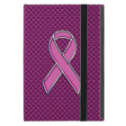 Chrome Style Pink Ribbon Awareness Carbon Fiber