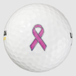 Chrome Style Pink Ribbon Awareness Golf Balls