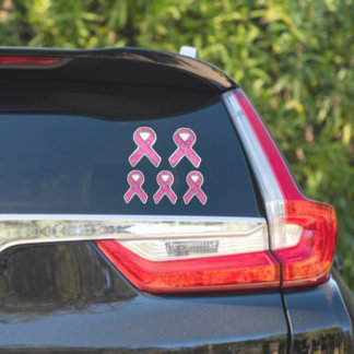 Chrome Style Print Pink Ribbon Awareness Sticker